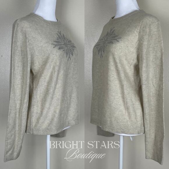 Rare Snowflake Wool Blend Sweater Alt ASO Lorelai Gilmore Girls Cream Silver - Picture 6 of 10